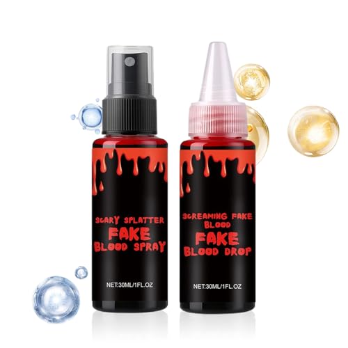 Sangre Falsa Lavable | Maquillaje Falso Lavable Para Halloween Kit De Disfraz - Accesorio Para Disfraces De Zombie Bromas Escolares Obras Teatro Cosplay Escape Room Ropa Hombres Mujeres Actores