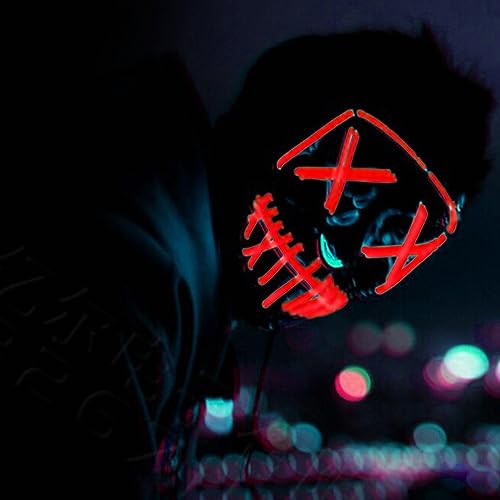 Image of Party Propz Horror mask for men - 1 Pcs, Ghost Face | hacker mask | horror face | devil Masks | Masks for party | light masks | Neon Party (Red)
