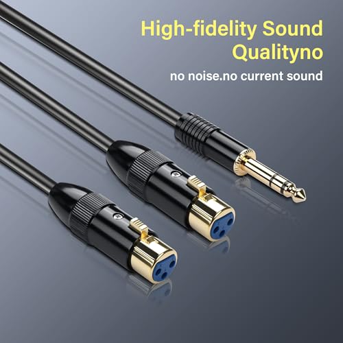PNGKNYOCN 1/4 TRS to Dual XLR Y-Splitter Cable6.35mm (1/4 inch) TRS Male to Dual XLR Female Balanced Interconnect Stereo Audio Patch Cable0.5M/1.6FT - Image 2