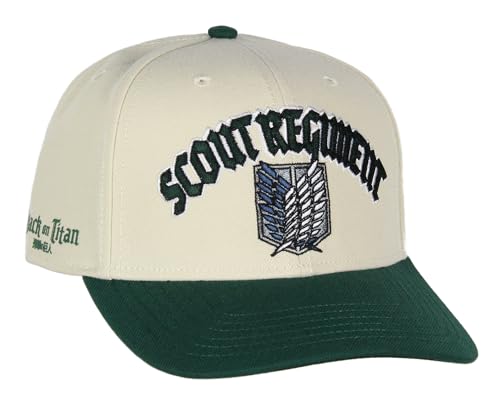Attack on Titan Adult Scout Regiment Embroidered Snapback Hat for Men and Women Beige