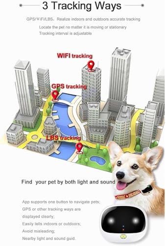 Collier de suivi GPS sans fil pour chiens | Clôture étanche rechargeable avec surveillance vocale et alarme de batterie faible | Convient pour les chiens de petite et moyenne taille