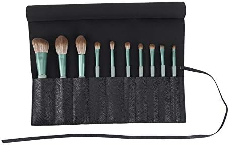 Bird&Fish Makeup Brush Holder Organizer Brushes Rolling Case Pouch Holder Cosmetic Bag for Travel Portable Brushes Rolling Bag Brush Storage Pouch Case PU Leather with Belt Strap (Black)