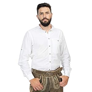 Schöneberger klederdrachtkleding Couture heren klederdrachthemd wit klassiek met opstaande kraag – lederen broek hemd…