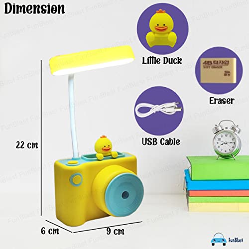 Image of FunBlast Rechargeable Desk Table Lamp- 3 in 1 Study Desk LED Lamp with Eraser, Sharpener and Pen Holder, Electric Table Lamp, Adjustable Study Desk Lamp for Study Room, Home /Office (Duck)