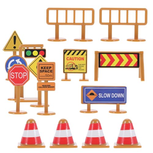 LAoabyoe 15pcs Traffic Signs & Lights Playset for Kids - Stop Lights and Road Sign for Ride On Cars, Educational Learning Toys for Toddlers, Classroom...