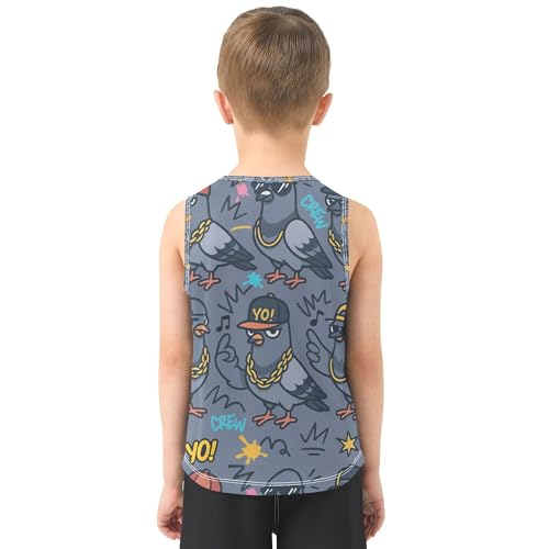 Hip- Pigeon Gray Boys' Tank Top Shirt Sleeveless Toddler Vest Active Tees for Outdoor Beach Fitness Work Out 3T3