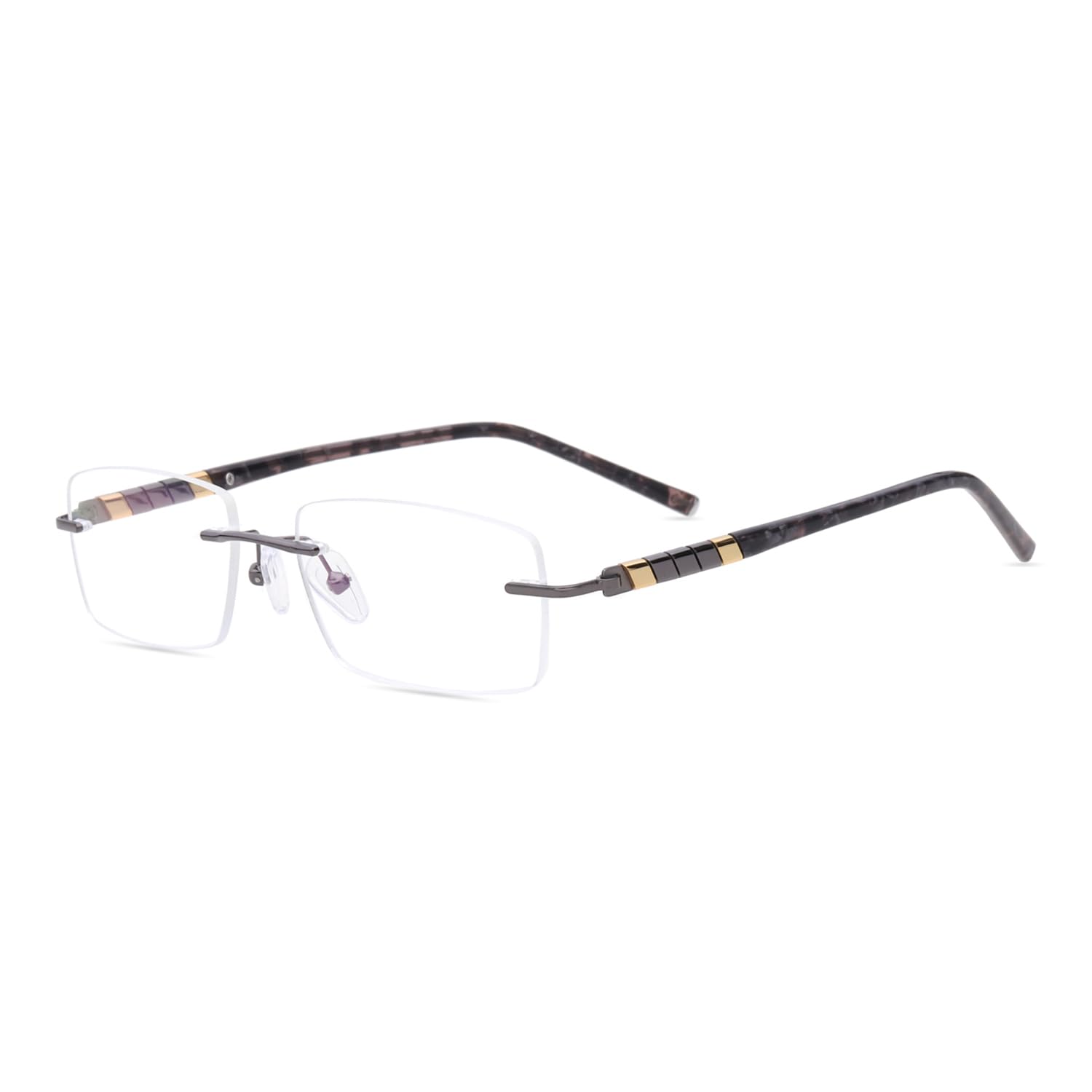HELES - Occhiali da lettura da uomo, rettangolari, in titanio e policarbonato, con blocco della luce blu, antiriflesso, canna di fucile, +2.25 Strength