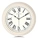 Lafocuse Reloj de Pared Marfil Beige Retro Vintage Silencioso 30 cm Redondo Números Romanos sin Tic TAC Reloj de Cuarzo para Cocina Salon Oficina