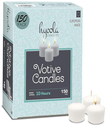Image of Hyoola Votive Candles - 10 Hour Burn Time - Unscented Candles Votives Bulk - Pack of 150 White Candles - European Made