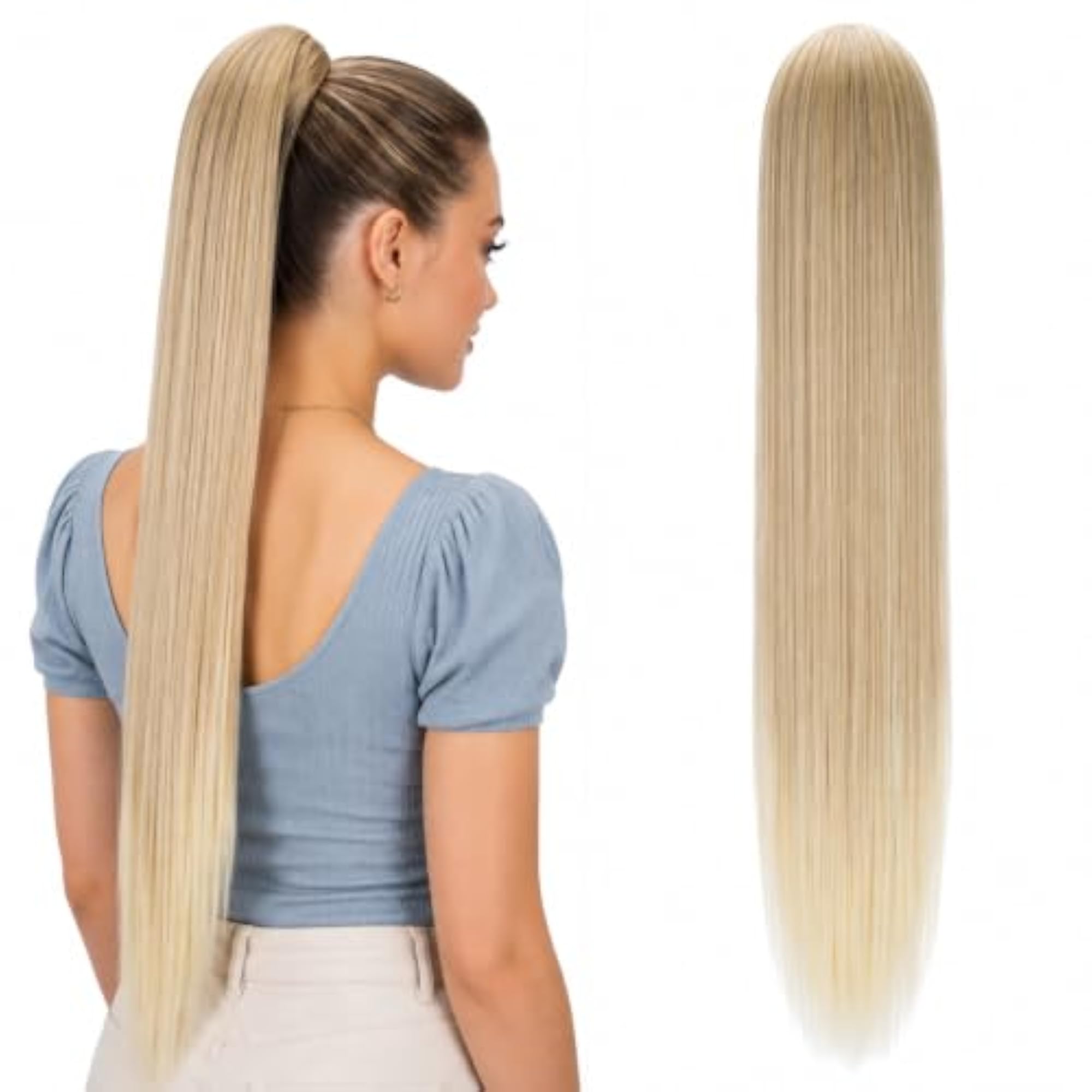 27" Lightblond Clip On Ponytail Extension Hair Piece
