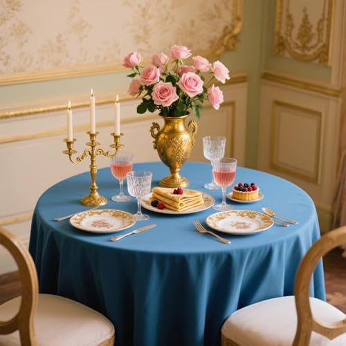 Nappe plastique bleu poussiéreux jetable contre les taches Lot de 12 nappes de banquet - 8