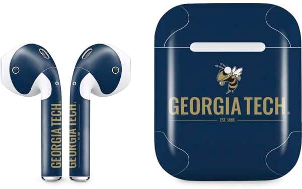 Skinit Decal Audio Skin Compatible with Apple AirPods 2 - Officially Licensed Georgia Institute of Technology Est 1885 Navy Design