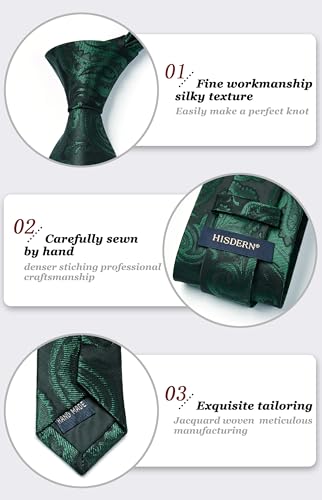 Image of HISDERN Ties for Men Paisley Floral Tie Handkerchief Classic Woven Business Formal Necktie and Pocket Square Set Wedding