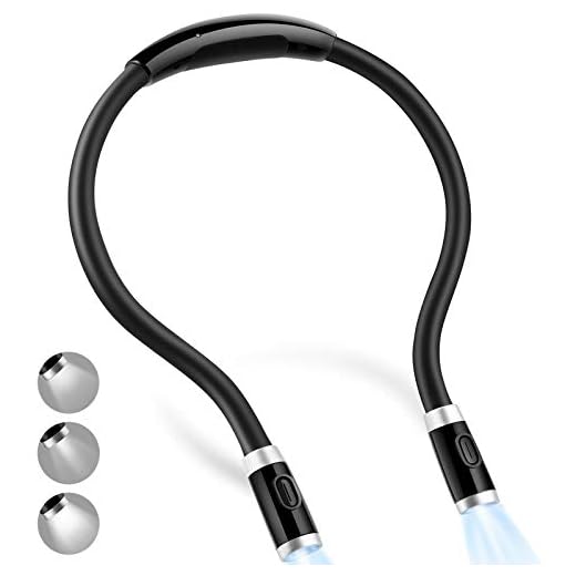 Vekkia Rechargeable LED Book Light, Neck Hug Reading Lights for Relaxed Reading in Bed, 3 Brightness Levels, Hand-Free Super Flexible & Movable. Perfect for Bookworms, Kids, Reading In Car, Crafts