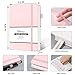 Annecy Numbered College Ruled Lined Journal Notebook, Medium 5.5x 8.25, 160 Pages 100GSM Writing Paper, A5 Pink Faux Leather Cover with Pen Loop