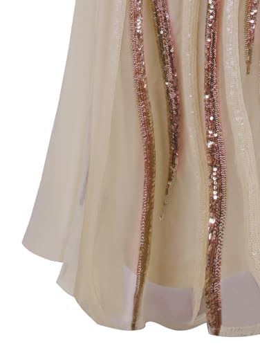Image of ANGEL FASHIONS Women's Sheer Gold Sequined Black Splicing Evening Dress