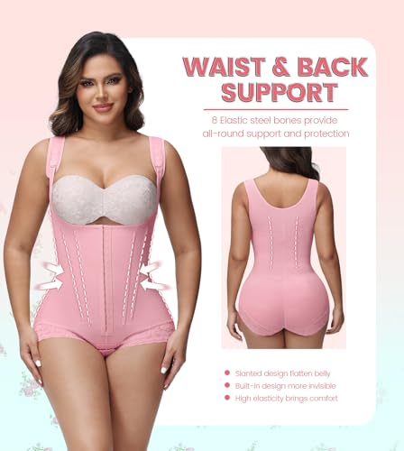 Image of SHAPSHE Fajas Colombianas Moldeadoras Post Surgery Body Shaper with 8 Bones | Postpartum recovery support, stage 2-3 compression garment, womens shapewear tummy control, elastic breathable nylon spandex