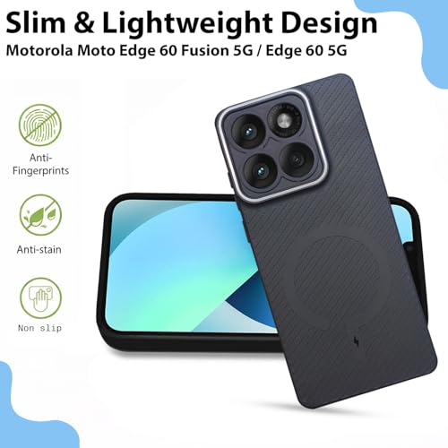 Image of LIRAMARK Rugged Carbon Fibre TPU Armor Silicone Back Cover Case for Motorola Moto Edge 60 Fusion 5G / Moto Edge 60 5G