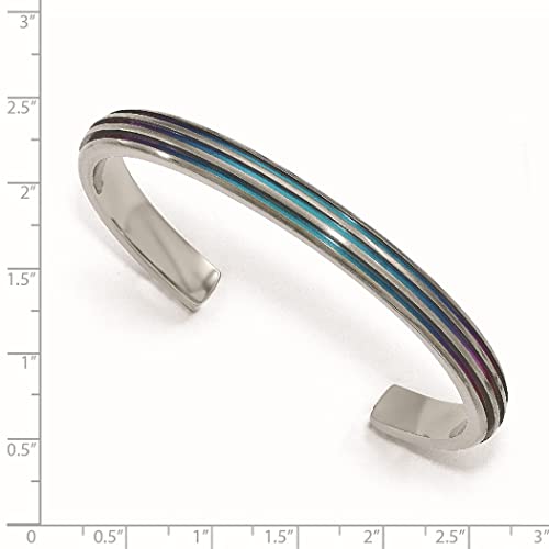 7.00Mm Edward Mirell Titanium Polished Multi Colored Triple Groove Multi Color Anodized Cuff Bracelet Jewelry Gifts For Women #TOP1