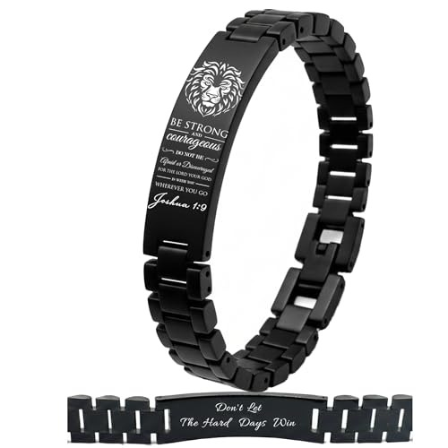 Pulsera de acero inoxidable ajustable con versículo bíblico miniatura 1