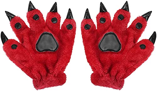 RONGXGHalloween Plush Claw Glove Warm Animal Claw Glove Hand Paw Mitten Wolf Paw Mitten for Halloween Cosplay Party Costume