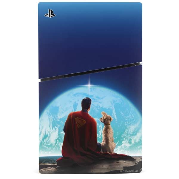 Skinit Decal Gaming Skin Compatible with PS5 Slim Digital Edition Console - Officially Licensed Superman 2025 Superman & Krypto Watch The Earth Design