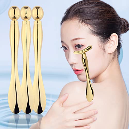 Betterjonny 3Pcs Metal Eye Cream Applicator Roller Wand Stick, Cosmetics Spoon Eye Cream Massager Wand Girls Women Facial Massager For Fatigue Relief Reduce Puffiness (Rose Gold) #TOP5