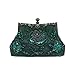 CORIOS Vintage 1920s Cuentas Bolsa de Noche Clutch con Floral para Mujer Embrague de Lentejuelas Bolsos de Fiesta Bolso de Boda Elegante Bolso de Hombro para Banquete Fiesta de Graduación Verde