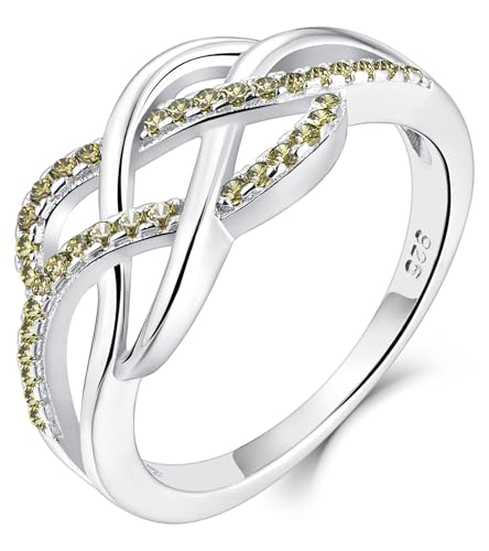 YL Celtic Knot Rings 925 Sterling Silver Twisted Knot Ring Created Peridot Infinity Statement Jewelry for Women-size7