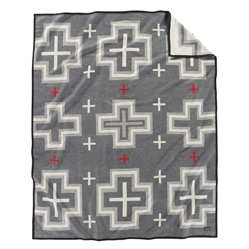 Image of Pendleton Jacquard Unnapped Twin Blanket, 64 x 80 in, Heirloom Virgin Wool