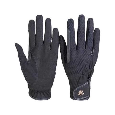 Harrison Howard Women Horse Riding Gloves Comfortable Grip for Gardening, Running Lightweight Equestrian Riding Gloves Black S Cover