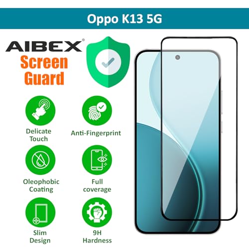 Image of AIBEX Tempered Glass for Oppo Reno 14 5G | 9H Hardness | Anti-Glare & Anti-Fingerprint | Water Resistant | Edge-to-Edge Full Screen Protector | Bubble-Free Installation