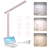 Unipampa LED bureaulamp oogverzorging touch sensitive touch control desktop licht 5 kleurtemperatuur met 5 helderheidsniveaus dimbare leeslamp voor slaapkamer, kantoor, studie (roze)