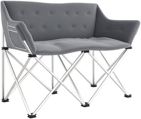 Outsunny Faltstuhl 2 Sitzer faltbar Campingstuhl mit Armlehnen Se...