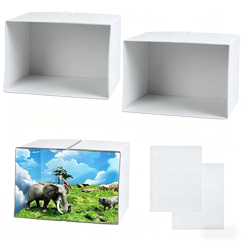 2 Pcs Foldable Diorama Box Kit 11.8x8.7x8.3in Cardboard Display Box White