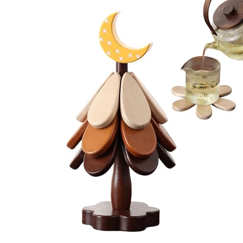 Literas de madera para platos calientes, almohadillas calientes,3 juego de bodega en de árbol | Portaollas decorativos, accesorios de cocina aislados que ahorran espacio para protección c