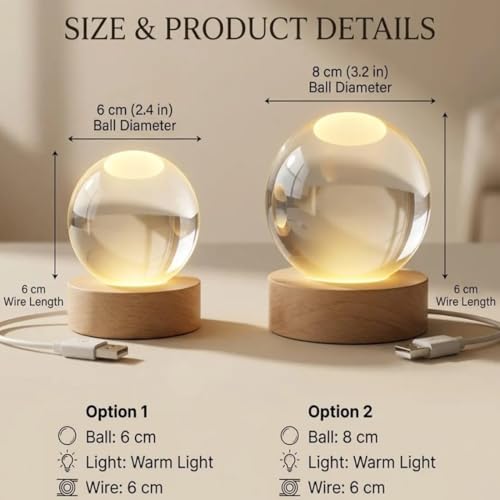 Image of Personalized 250th Anniversary Crystal Ball Night Light, Custom 1776-2026 USA LED Lamp, Engraved Patriotic Gift, American Independence Decor Light for Home, Desk, Veterans Day, 4th of July