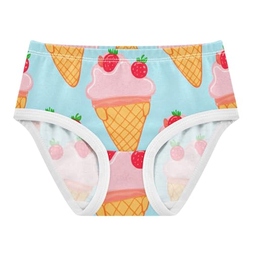 Cartoon Ice Cream Strawberries Blue Panties for Girl Girls Underwear Toddlers Cotton Fun Print Briefs Girls Undies 2t