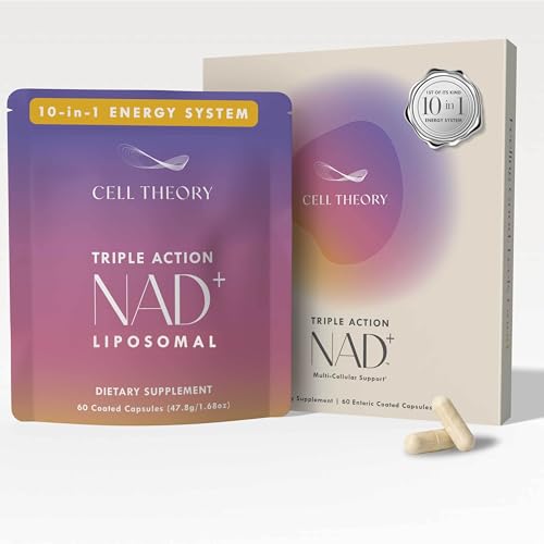 Cell Theory NAD+ Supplement – Triple Action Liposomal NAD+ & NADH Formula for Cellular Energy, Mitochondrial Support, and Longevity, Developed by Dr. Halland, 60 Capsules (30-Day Supply)