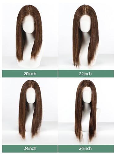Image of 4.5x6 HD Glueless Human Hair Brown Lace Front Wigs for White Women Nature Brunette Straight Wig Pre Plucked 180% Density Transparent (20inch)