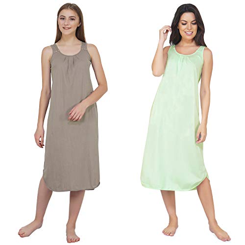 Image of BLAZON Women's Cotton Hosiery Solid Maxi Nighty Slip (Pack of 2) Available Sizes: S, M, L, XL, 2XL, 3XL, 4XL, 5XL