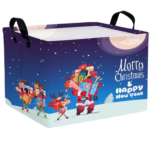 Image of Empty Large Christmas Basket for Gifts Women Collapsible Storage Bin Kids Toy Box Holiday Decor (Santa Claus Gift)