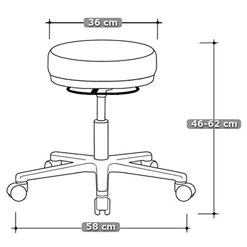 VERSEE Höhenverstellbarer Arbeitshocker LIBER aus Echt-Leder - Schwarz - Komfortable Polsterung - Belastbar bis 150kg - Ideal für Büro und Praxis