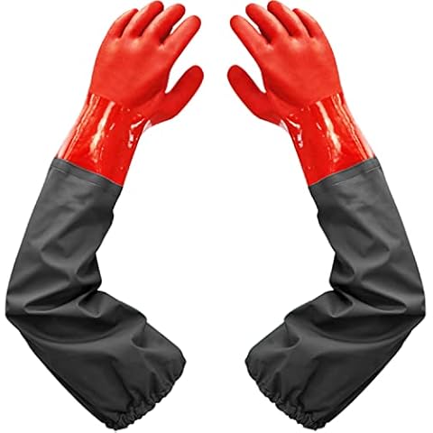 Pond Gloves, Long Arm Waterproof Gloves,Long Rubber Gloves for Men and Women (25 inches, Red) Cover