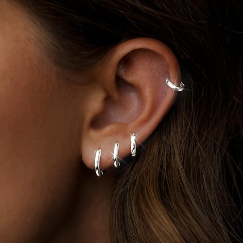 316L Surgical Stainless Steel Hoop Earrings Set for Women 6mm 8mm 10mm 12mm Hypoallergenic Lightweight Cute Mini Cartilage Helix Targus Conch Rook Lobes Sleeper Everyday Earrings for Multiple Piercing2
