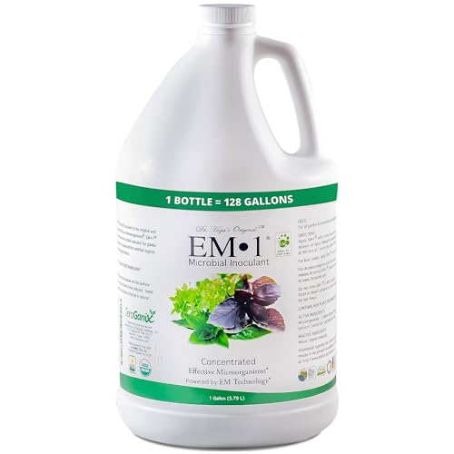 Teraganix EM-1-1GAL Em-1 Plant Growth, Microbial Inoculant Concentrate (1 Btl = 128 Gal), Soil Conditioner, Root Enhancer, Liquid Probiotic For Soils & Plants, Seed Germination, Garden cover