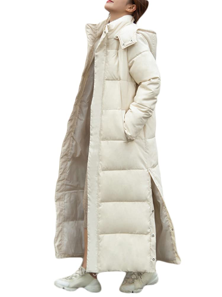 Minetom Damen Daunenjacke Lang Mantel Daunenmantel Steppmantel Wintermantel Mit Kapuze Winter Warm Parka Winddicht Jacke Steppjacke Trenchcoat Übergröße