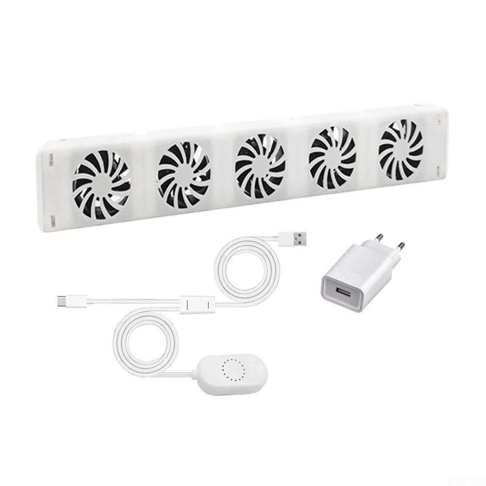 5 wentylatorów, strumień powietrza 50 CFM, moc 1,65 W, automatyczny termostat (włączanie 30°C, wyłączanie 25°C), inteligentna dmuchawa grzewcza do standardowych systemów grzewczych (zestaw Trio)