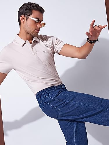 Image of Men's Solid Polo Collar Casual T-Shirt with Pocket | Cotton Polo Collar Half Sleeves Solid T-Shirt | Slim Fit Polos