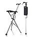 GVFKGD Silla Que Camina, Silla Plegable del Bastón del Viaje del Taburete del Asiento Multifunción trípode telescópico de Aluminio Ancianos Andador con sillas, Adecuado para la Pesca el Senderismo
